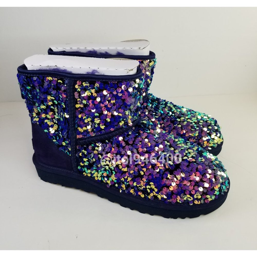 UGG Classic Mini Stellar Sequin Medallion Boots Size 9